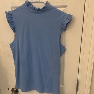 Sugarlips Medium  Ruffle Mock Neck Top - Blue